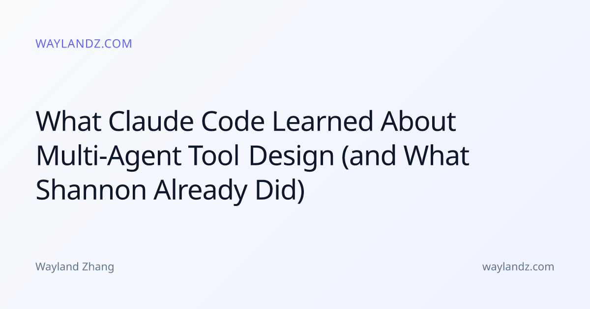 What Claude Code Learned About Multi-Agent Tool Design (and What ...
